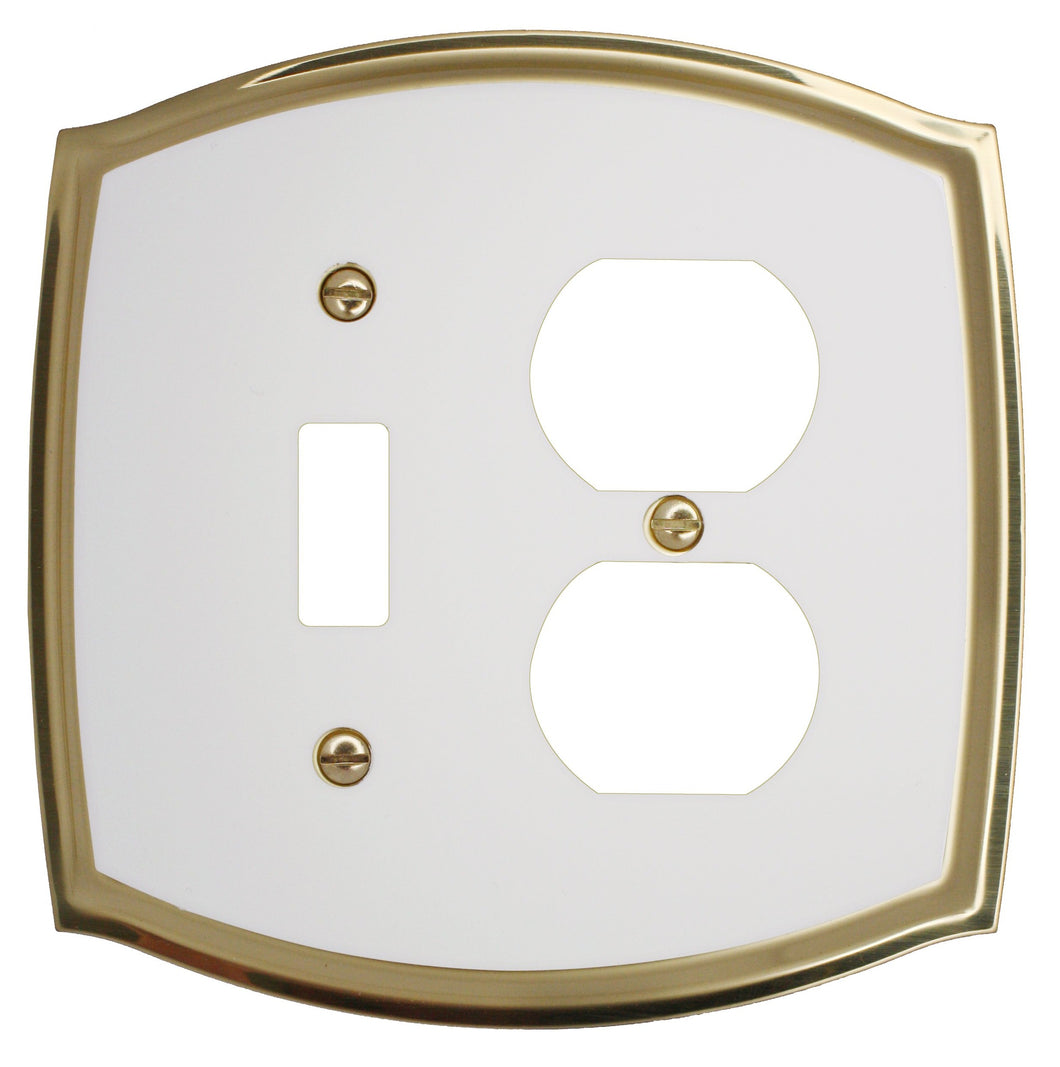 Decorative Brass Wall Plates with White Centre - 2021TD