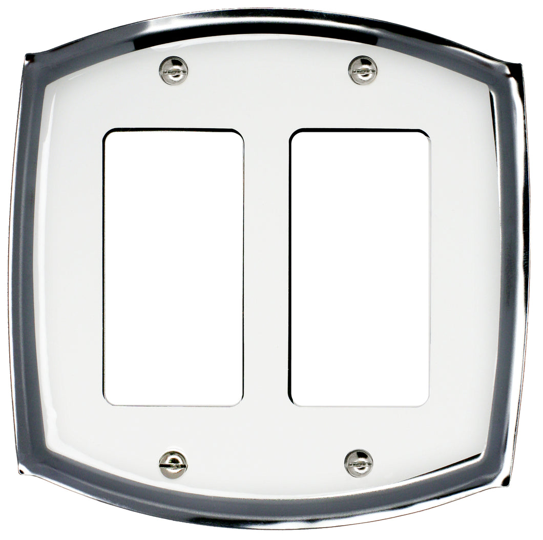 Decorative White on Chrome Metal Wallplate - 2052RR