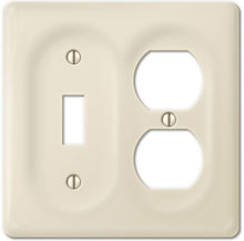Load image into Gallery viewer, Kiln-fired gloss almond latte porcelain wall plate will accent your bath, spa, or kitchen, or any room where you desire a clean, expensive look that is easy to clean and stays sparkling white forever. Ceramic Porcelain.  Rocker Decora  with one Duplex Receptacle configuration. A timeless and versatile accent that will prove its durability, high quality and beauty for years to come. Screws Included. Be careful not to over-tighten screws to avoid cracking the plate. Do not use automatic screwdrivers
