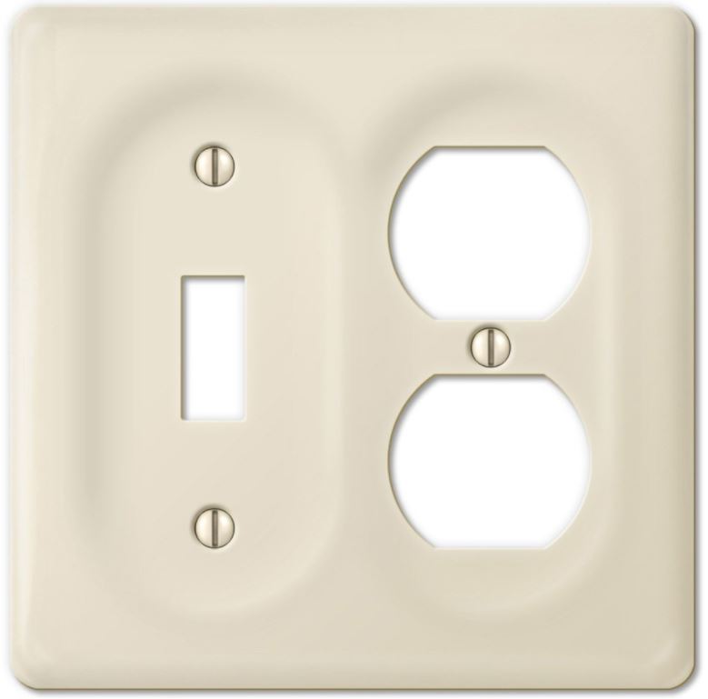 Kiln-fired gloss almond latte porcelain wall plate will accent your bath, spa, or kitchen, or any room where you desire a clean, expensive look that is easy to clean and stays sparkling white forever. Ceramic Porcelain.  Rocker Decora  with one Duplex Receptacle configuration. A timeless and versatile accent that will prove its durability, high quality and beauty for years to come. Screws Included. Be careful not to over-tighten screws to avoid cracking the plate. Do not use automatic screwdrivers
