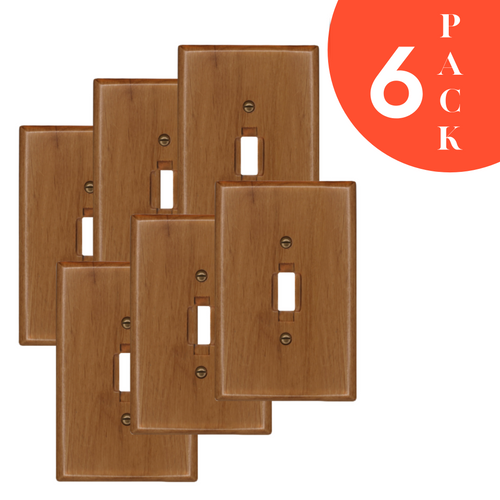 Oak Wood, Switch plate, Wall plate, Cover, 1Toggle 4-430- 6 Pack