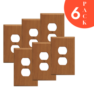 Oak Wood, Switch plate, Wall plate, Cover, 1Duplex 4-430- 6 Pack
