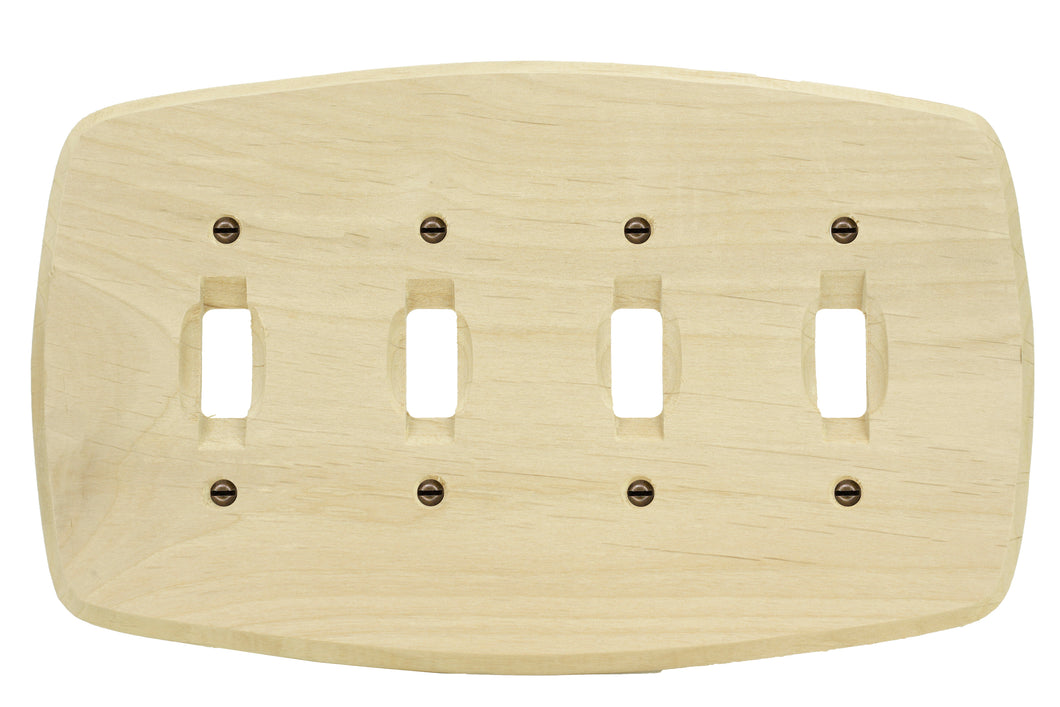 Old Country Unfinished Solid Wood Wall Plate 4Toggle - 4-434T4