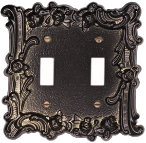 Provincial Antique Brass 2Toggle wallplate/ switchplate