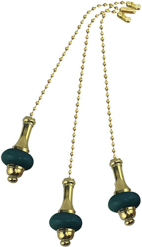 Decorative green Ceramic Pendulum Ceiling Fan Pull with Beaded Chain - 3 pack - FA119
