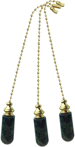 Decorative Green Marble Ceiling Fan Pull with Beaded Chain - FA109-3 Pack