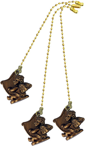 Decorative Angel Playing Harp Ceiling Fan Pull with Beaded Chain 3 pack FA1002