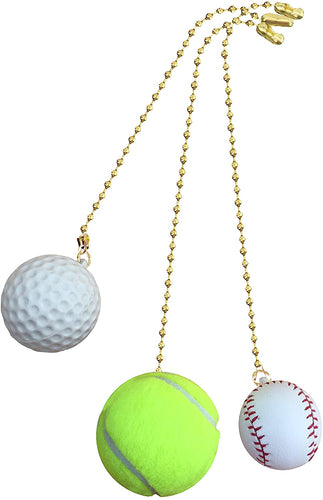 Golf Ball, Baseball,Tennis Ball Sports fan Pull with beaded chain 3 pack - FA1001