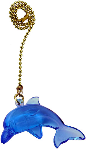 Decorative Neon Blue Dolphin Ceiling Fan Pull with Beaded Chain - FA145