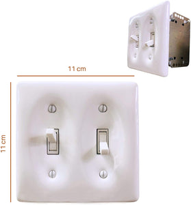 Kiln fired glossy white ceramic porcelain wall plate will accent your bath, spa, or kitchen, or any room where you desire a clean, expensive look that is easy to clean and stays sparkling white forever. A timeless and versatile accent that will prove its durability, high quality and beauty for years to come. Screws Included. Be careful not to over-tighten screws to avoid cracking the plate. Do not use automatic screwdrivers. Electrical Cover Plate size: 2 3/4" x 4 1/2", 6.98cm x 11.43cm.