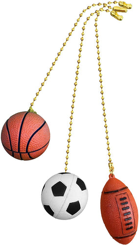 Basketball, Soccer Ball, Football fan Pull with beaded chain 3 pack FA1000