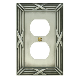 Decorative Bamboo Metal Crossed Pewter Wallplate - 80D