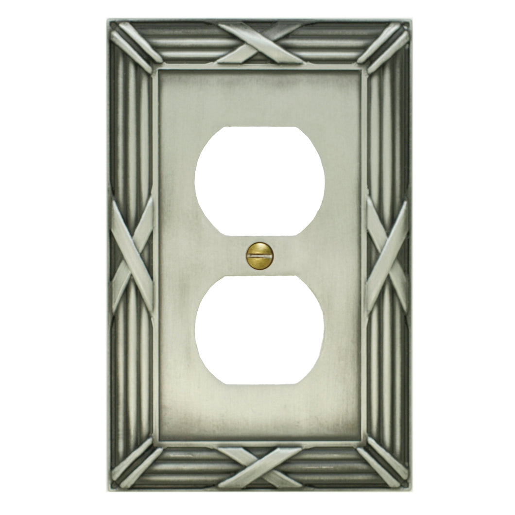 Decorative Bamboo Metal Crossed Pewter Wallplate - 80D