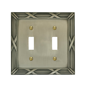 Decorative Bamboo Metal Crossed Pewter Wallplate - 80RR