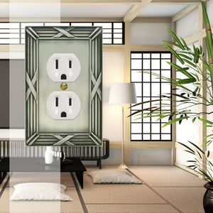 Decorative Bamboo Metal Crossed Pewter Wallplate - 80D