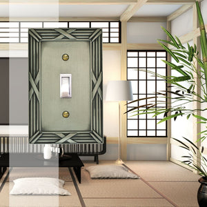 Decorative Bamboo Metal Crossed Pewter Wallplate - 80T