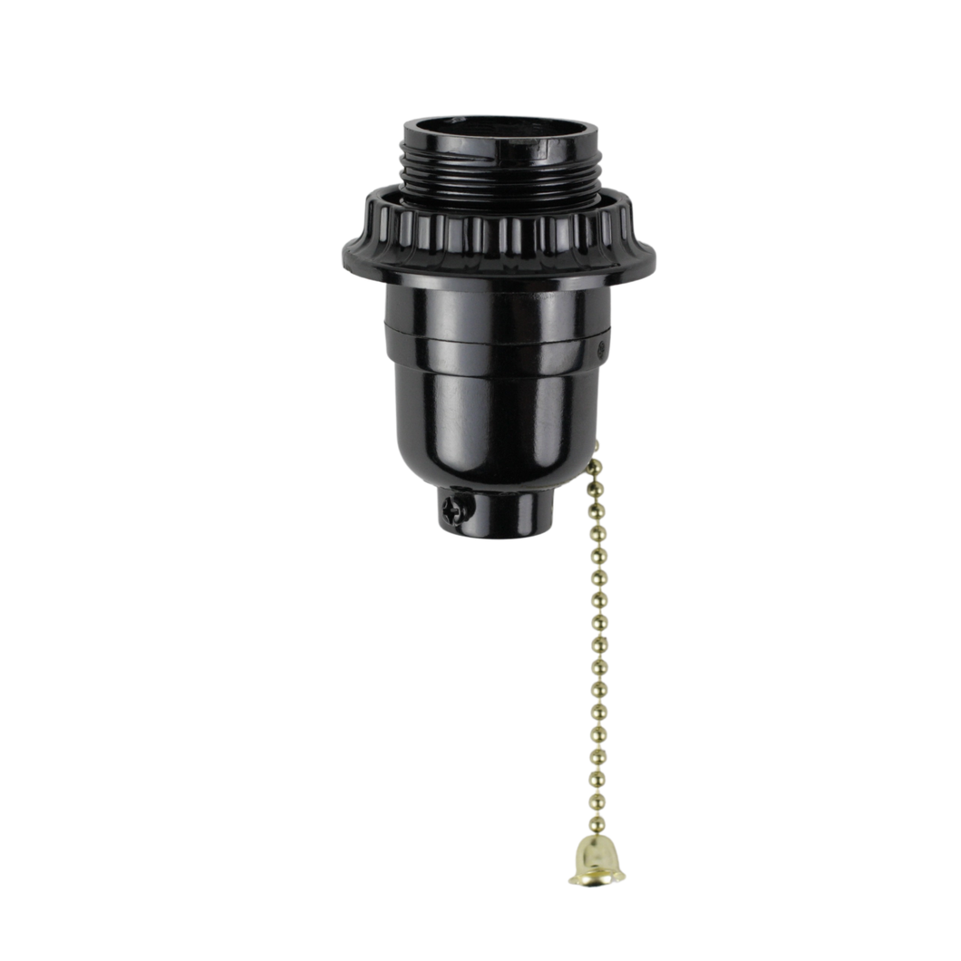 Black Pull Chain Socket W/Screw Ring - LA1155