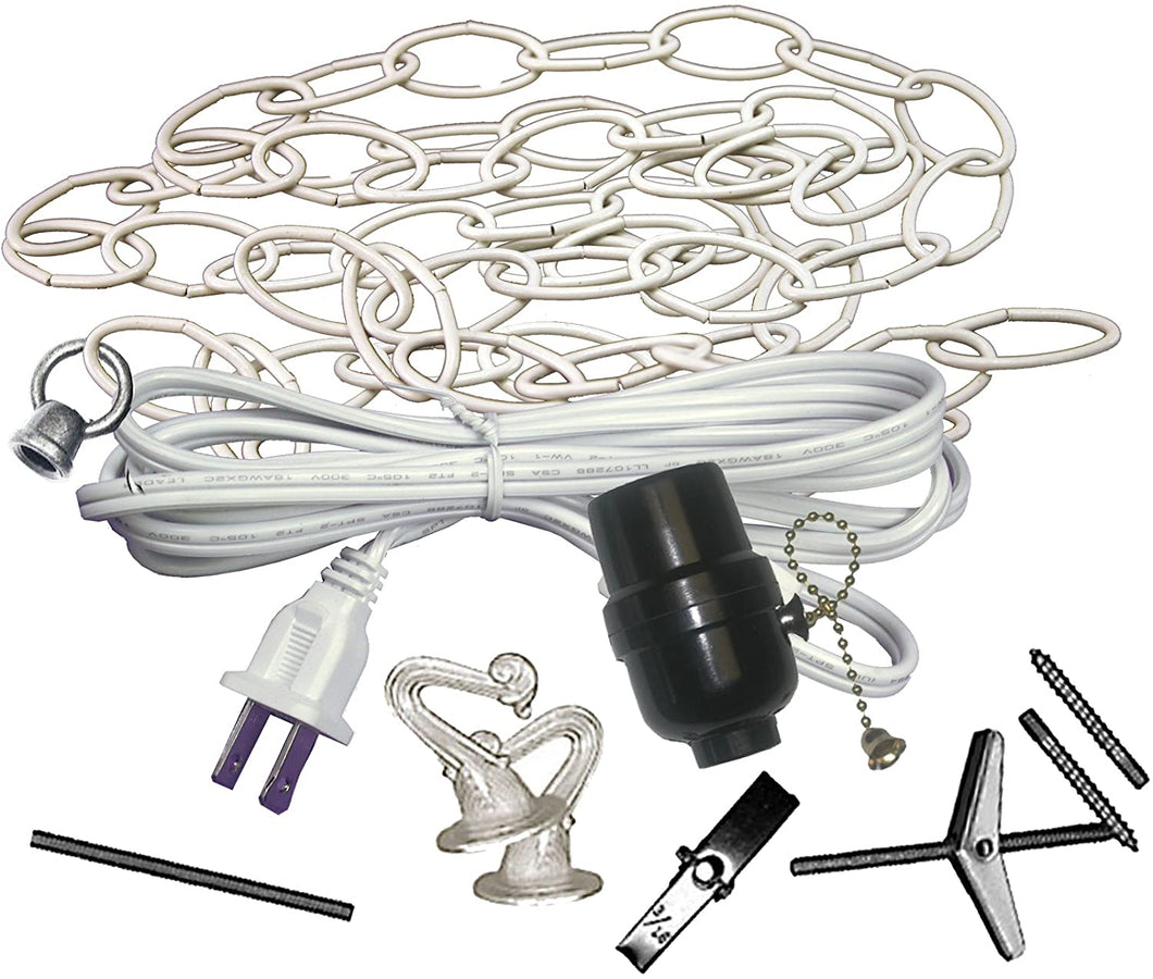 White Swag Light Kit with a 12' Foot long Chain