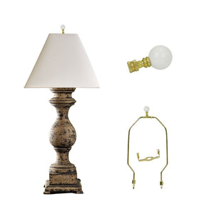 White Ceramic with Brass Finial - LA957